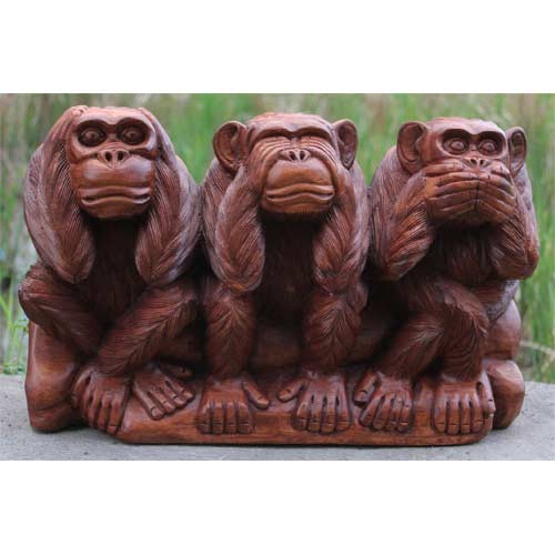 Wooden Monkey Trio